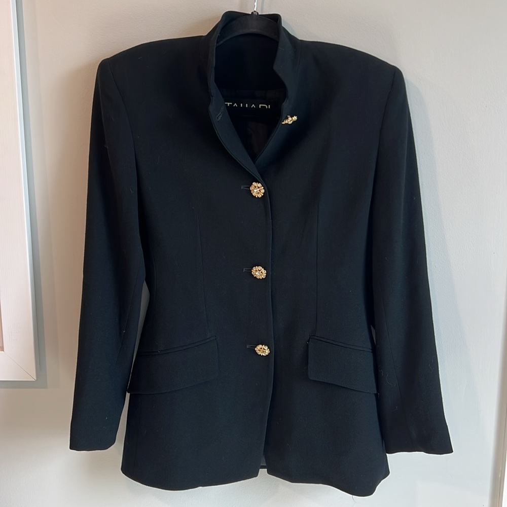 Vintage TAHARI Black 100% Wool Blazer, Size 4